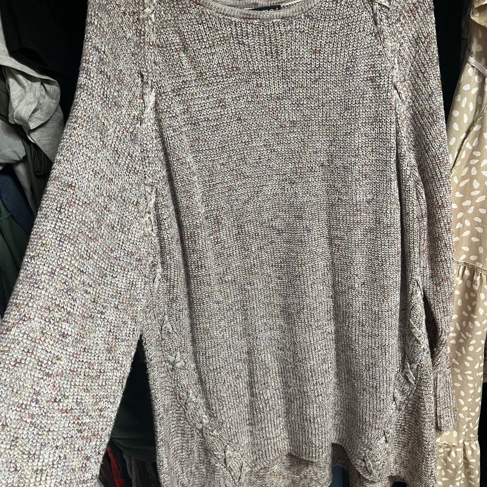 a.n.a Women's Speckled Knit Sweater - Gray